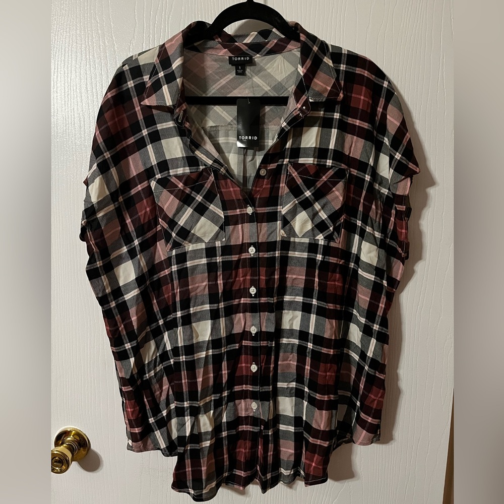 Torrid loose fit plaid challis top